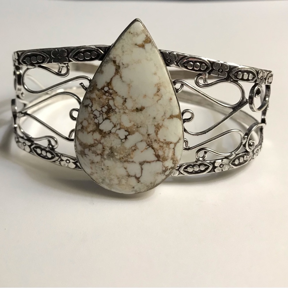 Wild Horses Turquoise 925 Sterling Silver Cuff Bracelet